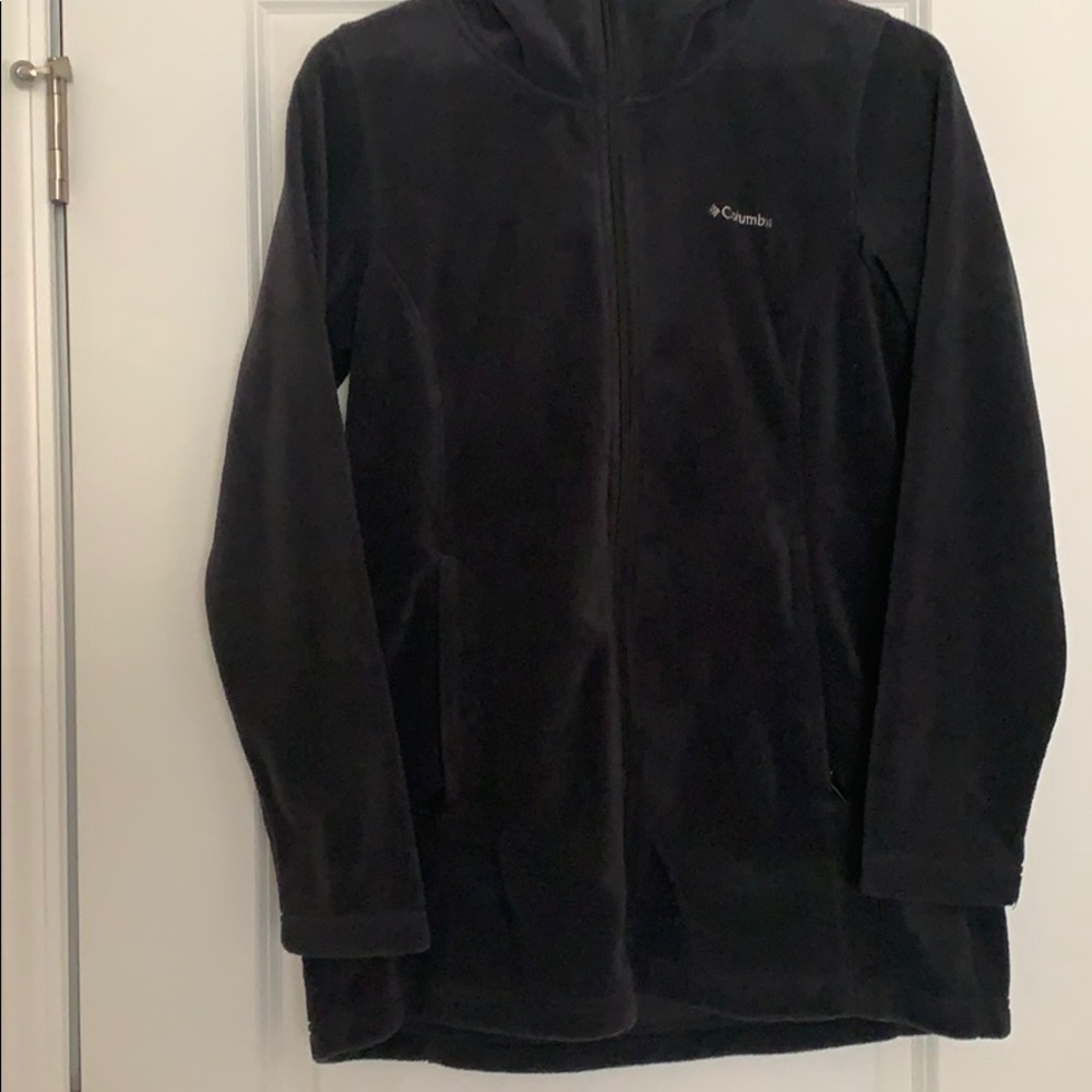 Columbia Hooded Long Fleece Zip-Up- Black